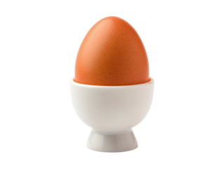 White egg cup with egg isolated on transparent or white background