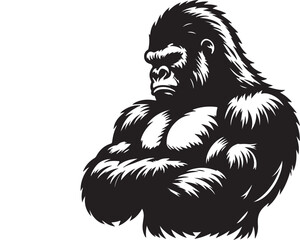Gorilla silhouette vector style with White Backgroun