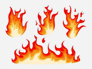 a collection of vector illustration flames with matching red and yellow colors