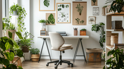 Home Office with Plants and Natural Decor