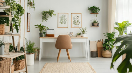 Minimalist Home Office with Plants