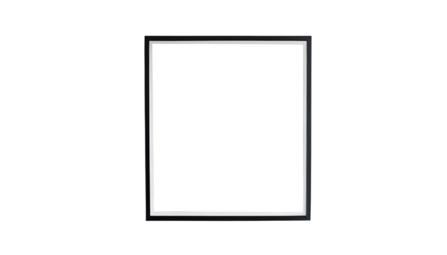 Picture frame with black and white frame.Transparent background.