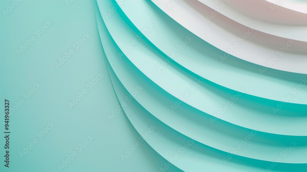 Poster minimalist abstract flowing pastel lines in serene pattern on clean white background - ample copy sp