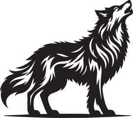 Wolf silhouette vector style with White Background