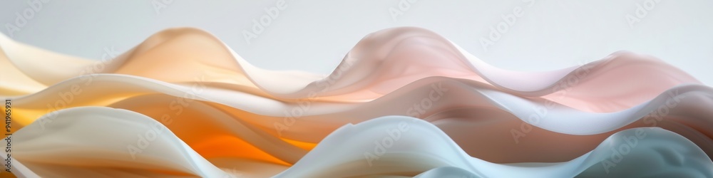 Aufkleber Soft Pastel Shapes on Gradient Background - Whimsical Minimalism with Flowing Forms and Ample Copy Space