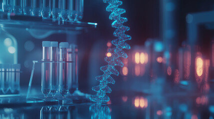 DNA Strand and Test Tubes