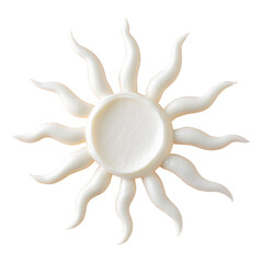 Sun shaped composition made of white cream on the background