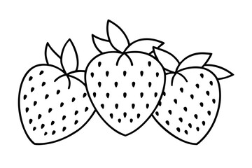 Set of Strawberry fruit Vector style on a line art White Background