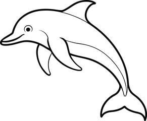Cute dolphin line art for kids coloring book charming and simple design to spark joy in young artists


