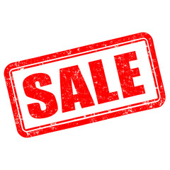 red stamp with  SALE text,  transparent background