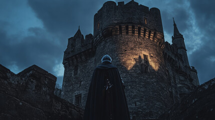 Knight Before a Castle at Dusk