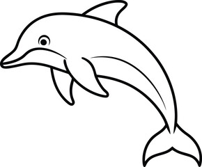 Obraz premium Fun dolphin line art illustration easy for kids to color a delightful addition to any children's coloring book