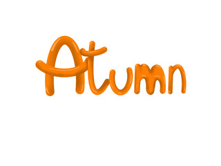 Autumn text in 3D style. Autumn. Volumetric inscription