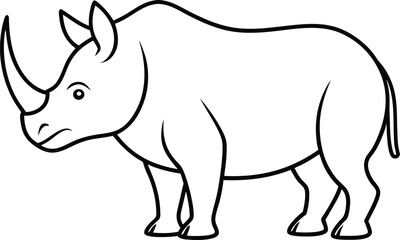 Cute rhino illustration in line art style ideal for kids to color and enjoy
