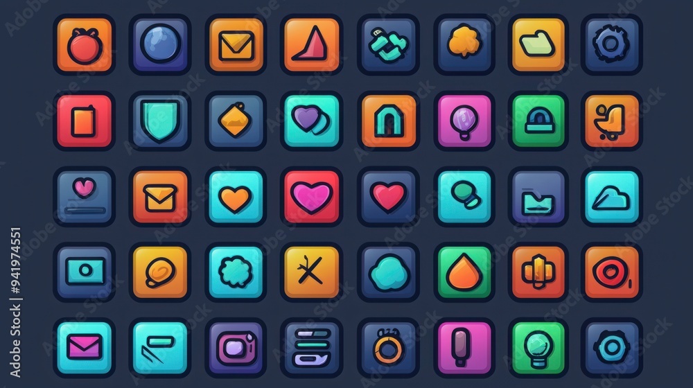 Wall mural sleek collection of modern ui icons and user interface elements for web design and app development