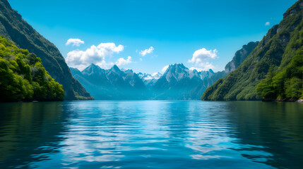 Fototapeta premium Body Water With Mountain The Background