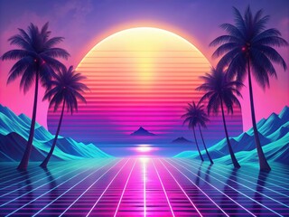 Fototapeta premium Vaporwave Nostalgia - Pastel gradients, glitch effects, retro computer graphics