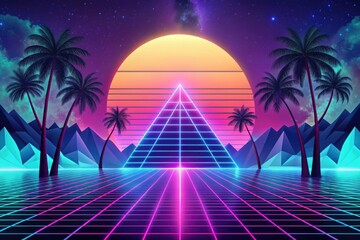 Fototapeta premium Vaporwave Nostalgia: Retro, Pastel, Geometric, Synthwave, 80s