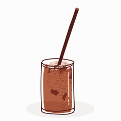 Hot or cold coffee beverage with cute doodle decoration. Espresso, americano cup, cappuccino and latte in glasses. Vector illustration hand drawn style.