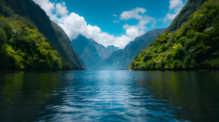 Fototapeta premium Body Water With Mountain The Background