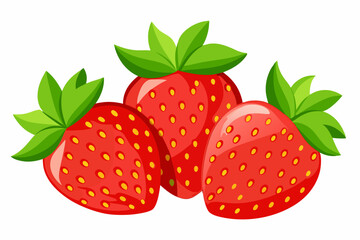 Set of Strawberry fruit Vector style on a White Background