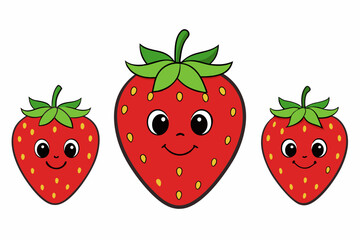 Obraz premium Set of Strawberry fruit Vector style on a White Background