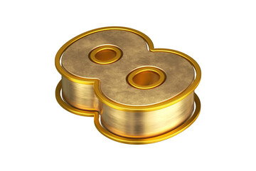 3D number 8 in gold. Isometric design 3D rendering typeface suitable for poster, web, advertising and modern design projects.