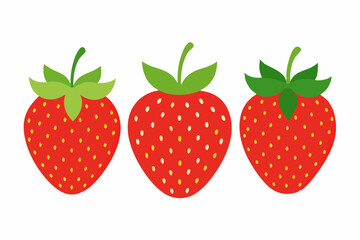 Set of Strawberry fruit Vector style on a White Background