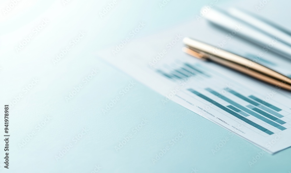 Aufkleber professional financial report with key figures and graphs on a clean blue background - minimalistic 