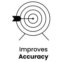 Improves Accuracy Icon Design. Representing Precision, Targeted Results, and Focused Efforts. Vector icon.