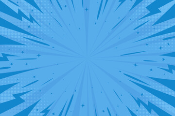 Obraz premium Blue comic book background. Modern creative pop art orange halftone style background