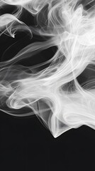 Obraz premium White Smoke on Black Background, Abstract Image, Texture, Pattern, Wallpaper, Cover and Screen of Smartphone, Cell Phone, Computer, Laptop, 9:16 and 16:9 Format