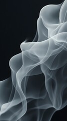 White Smoke on Black Background, Abstract Image, Texture, Pattern, Wallpaper, Cover and Screen of Smartphone, Cell Phone, Computer, Laptop, 9:16 and 16:9 Format
