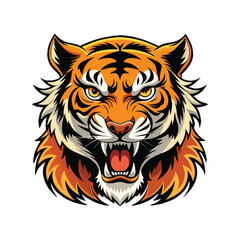 A colorful Tiger head vector and illustration.
Colorful logotype of a drawn tiger head on a transparent background