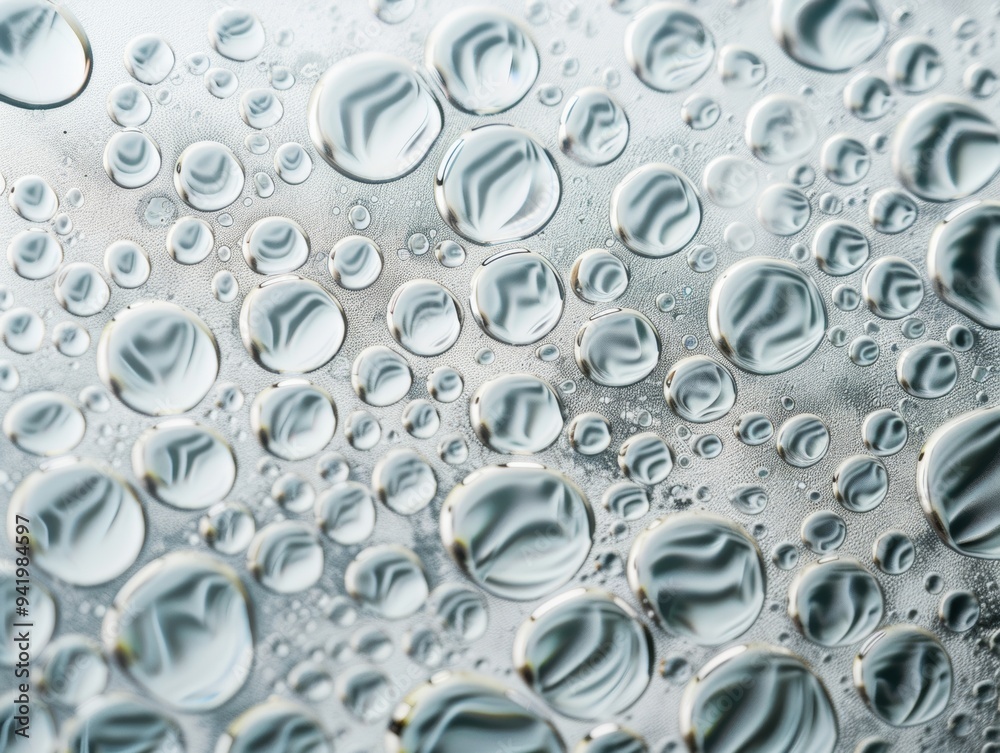 Aufkleber Aerial View of Symmetrical Water Droplet Pattern - Intricately Textured Geometric Background with Bright Diffused Lighting Captured from Above, Creating a Serene and Detailed Design