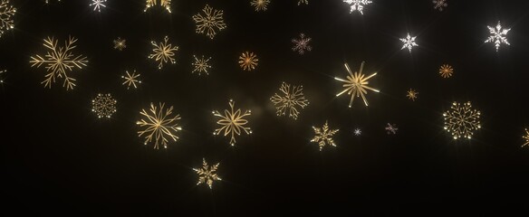 Falling snow at night. Bokeh lights