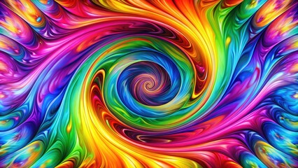 Vibrant Psychedelic Whirl: Energetic spins and bends with abstract elements, psychedelic mood, bold colors, chaotic patterns