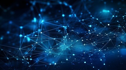 abstract technology background with circuit board and blue lights digital communication line concept graphic, hardware computer tech integrated energy design information internet generative Ai.