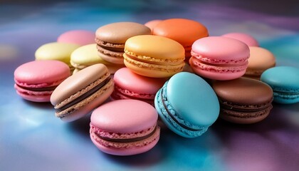 Obraz premium スイーツのかわいいマカロン、カラフルなアクセントとグラデ―ション、お洒落に仕上げる Generated by AI