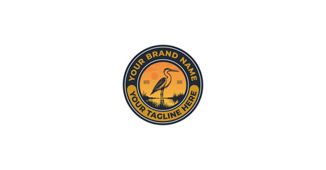 Heron Bird On Lake Logo