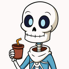 Skeleton Coffee on White Background Vector Design