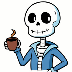 Skeleton Coffee on White Background Vector Design