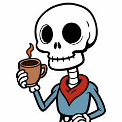 Skeleton Coffee on White Background Vector Design