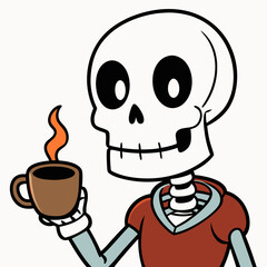 Skeleton Coffee on White Background Vector Design