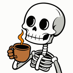 Skeleton Coffee on White Background Vector Design