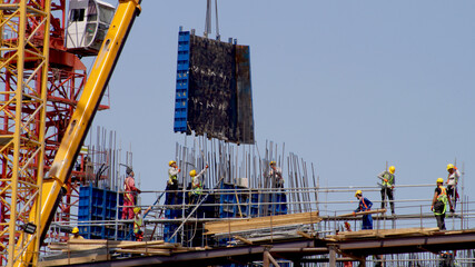 Construction work in the centre of the city . High quality photo