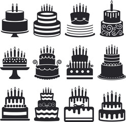 Party Perfect: Versatile Birthday Cake Icons for Your Creative Projects