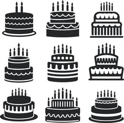 Sweet Success: Collection of Birthday Cake Icons for Celebrations
