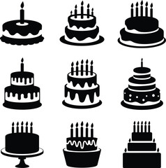 Sweet Success: Collection of Birthday Cake Icons for Celebrations