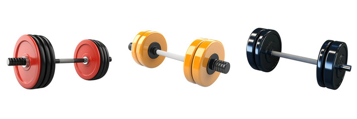 Set of A 3D icon of weightlifting isolated on transparent background